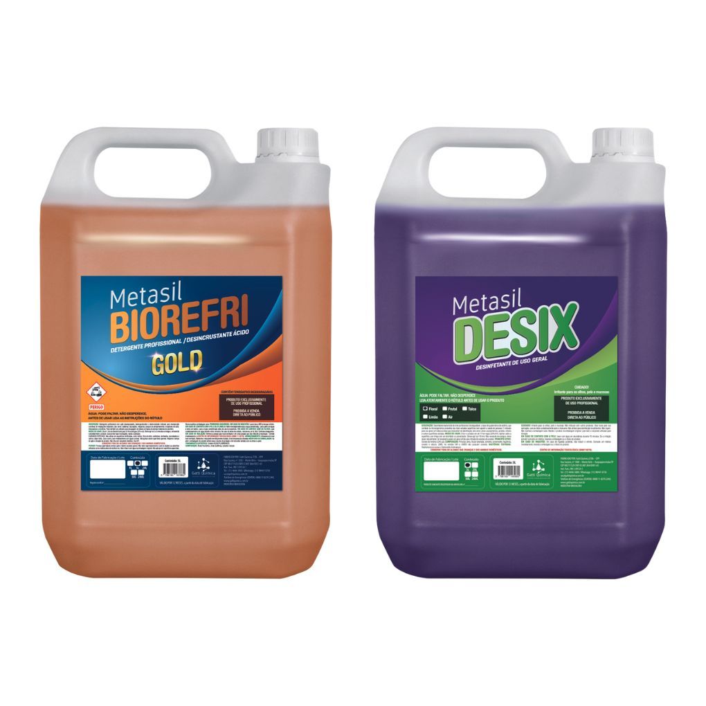 Biorefri Gold Detergente Ácido Limpeza Pesada p/ Ar-Condicionado e Bactericida Desix Floral 5 Litros