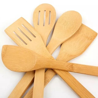 Kit Colher De Pau Utensílios Em Bambu 3 Peças Casa Cozinha