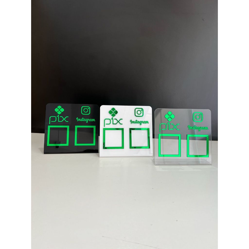 Placa Pix Display Mesa Balcão PIX e Instagram Interativo