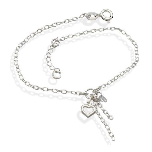 Pulseira Feminina de Prata 925 Coração vazado e Zircônia redonda em Oferta na Shopee