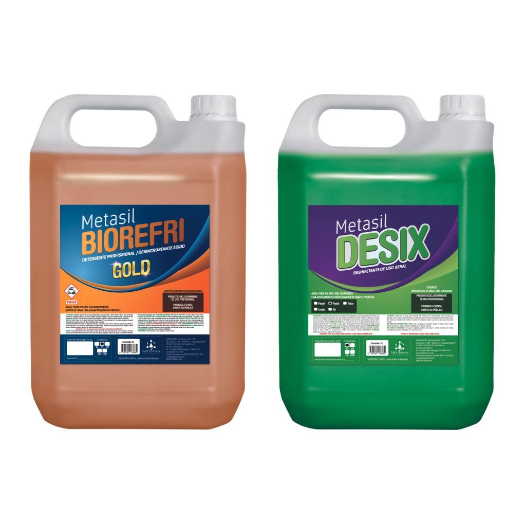 Biorefri Gold Detergente Ácido Limpeza Pesada p/ Ar-Condicionado e Bactericida Desix Frutal 5 Litros