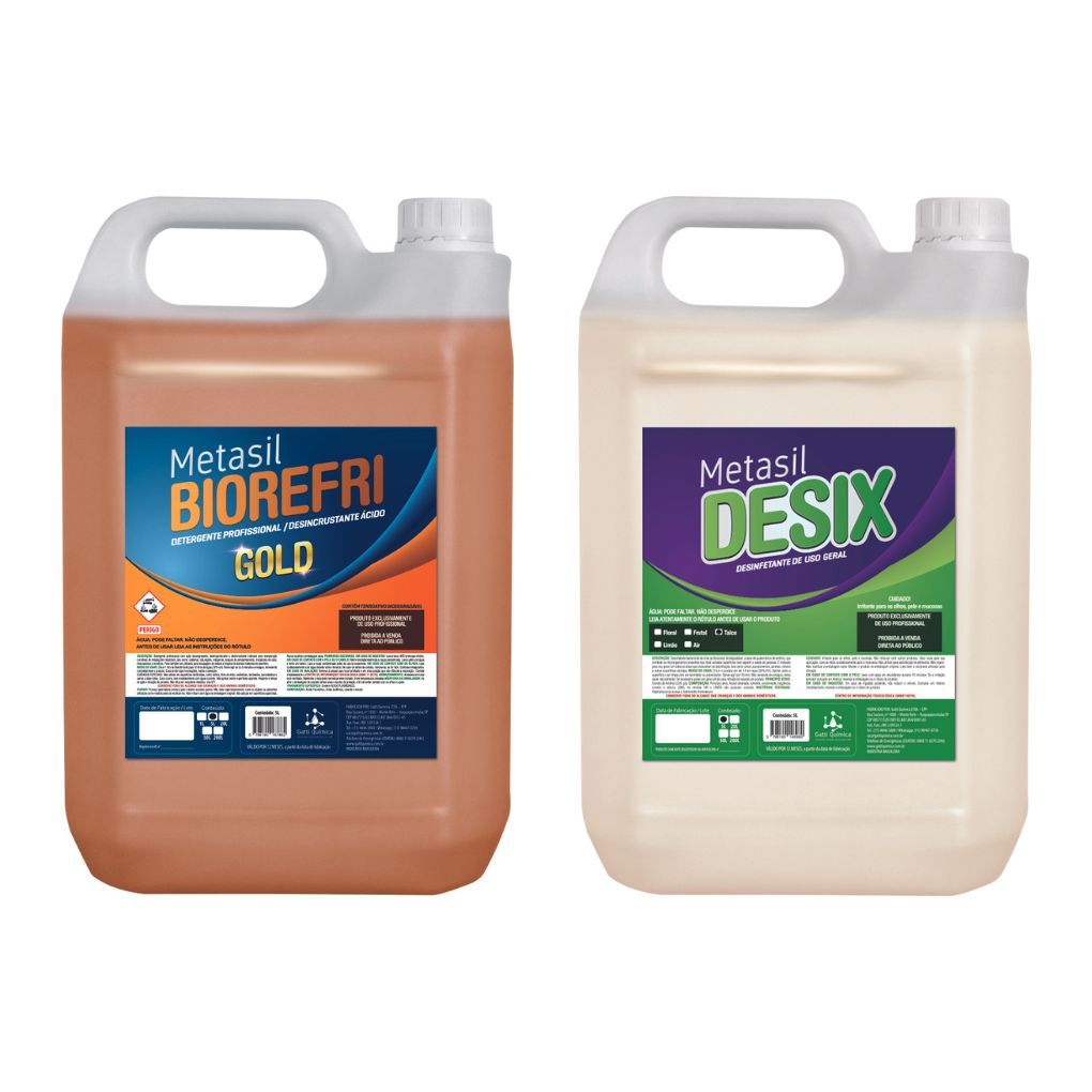 Biorefri Gold Detergente Ácido Limpeza Pesada p/ Ar-Condicionado e Bactericida Desix Talco 5 Litros