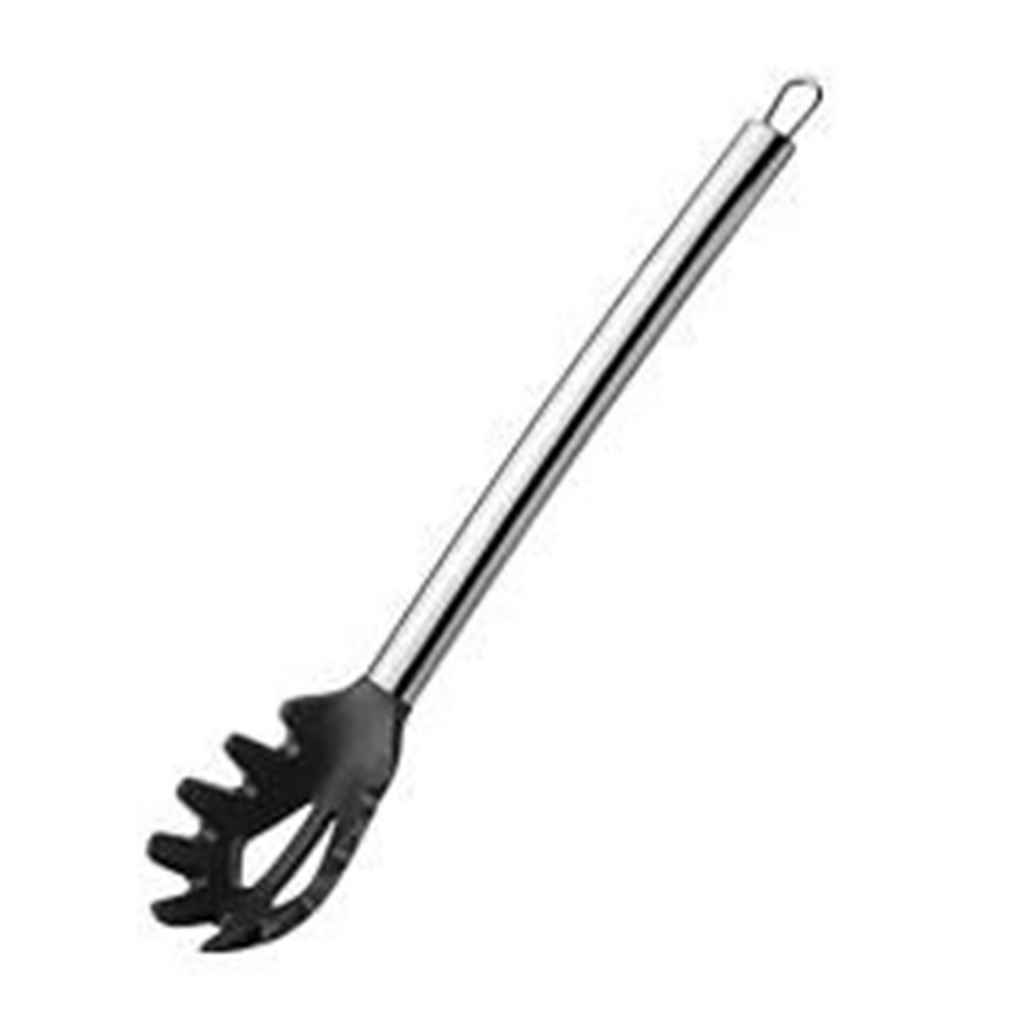 Colher Para Macarrão De Silicone Cabo Em Inox Preto Vazada Utensílio De Cozinha Restaurante