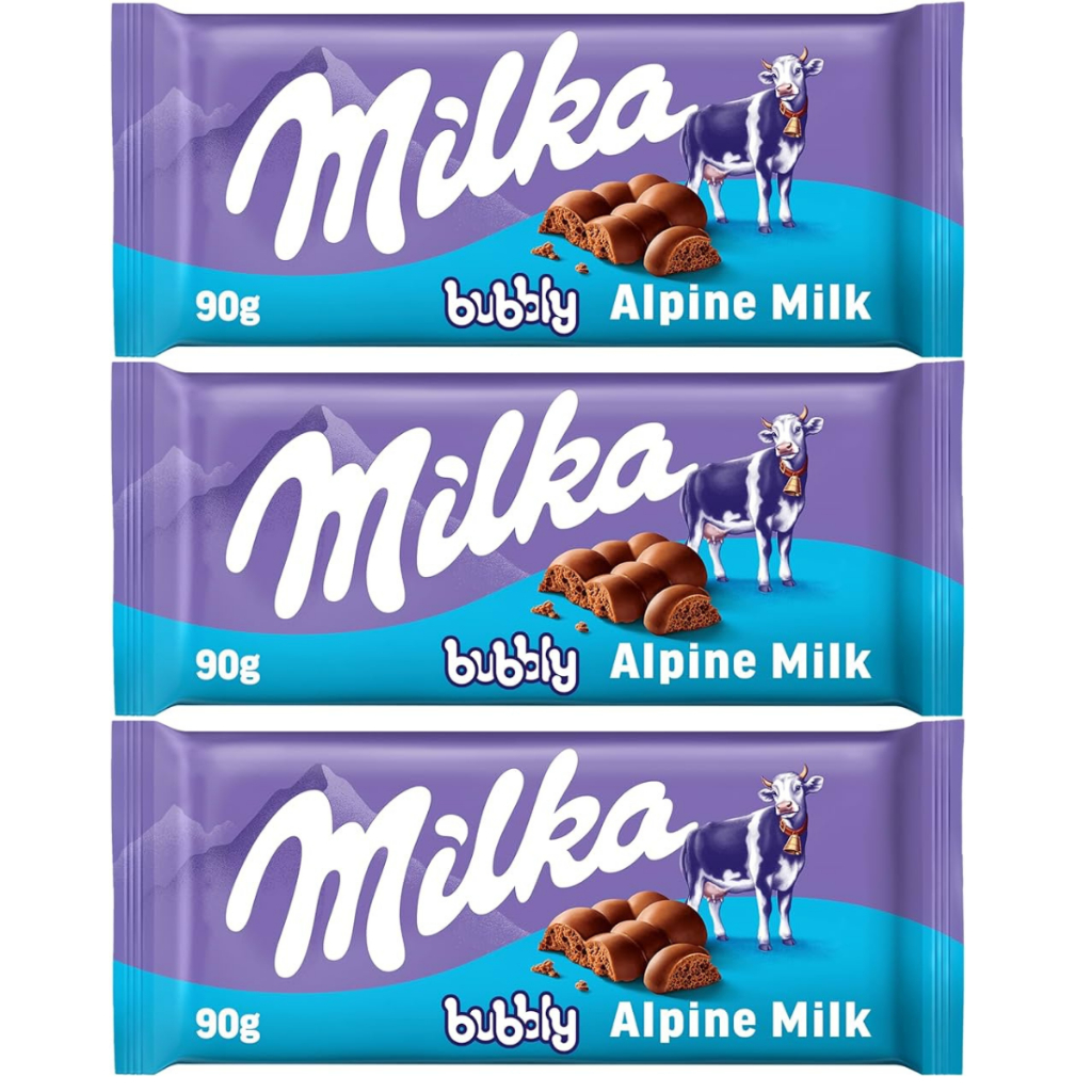 3 Chocolate Bubbly Alpine 90g - Chocolate Ao Leite - Milka