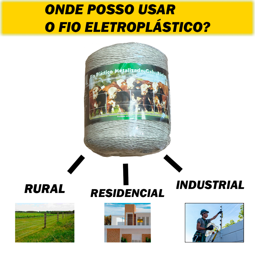 500m - Fio de cerca eletroplastica - 1 Linha - TRADICIONAL + 05 Isolador castanha COPT — imagem 2 de 2