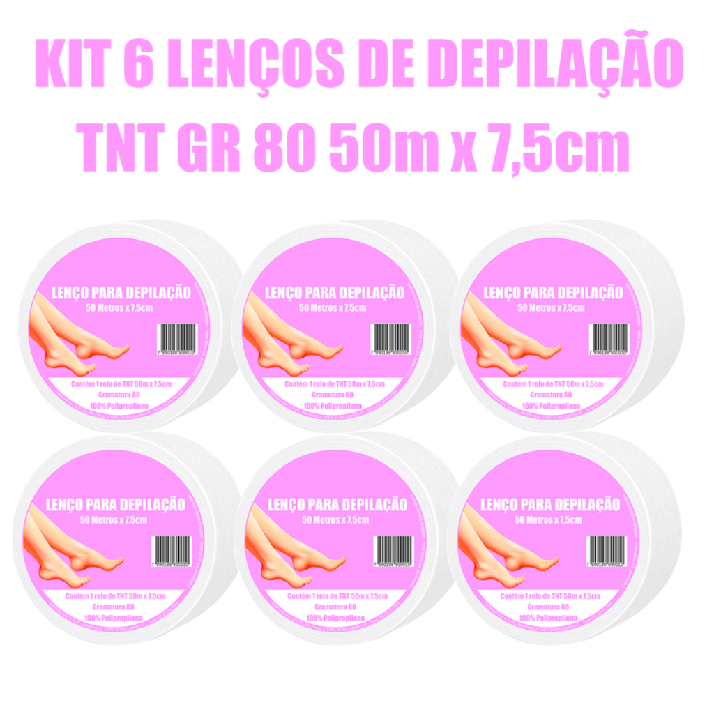KIT 6 ROLOS TNT DEPILAÇÃO ENVIO 24HRS UTEIS Gramatura 80 7,5cm x 50 metros em Oferta na Shopee