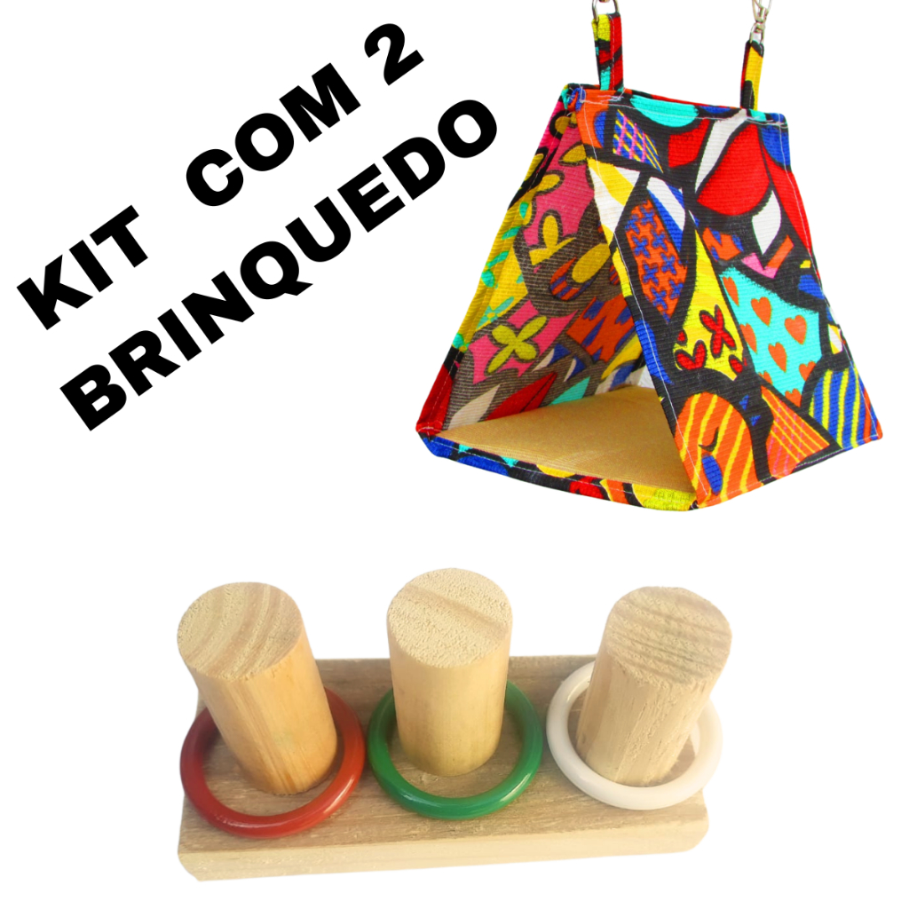 Kit Tenda Casinha + Tira Argola Para Gaiola Para Calo[psita Periquito Rinq neck Aves Pequenas