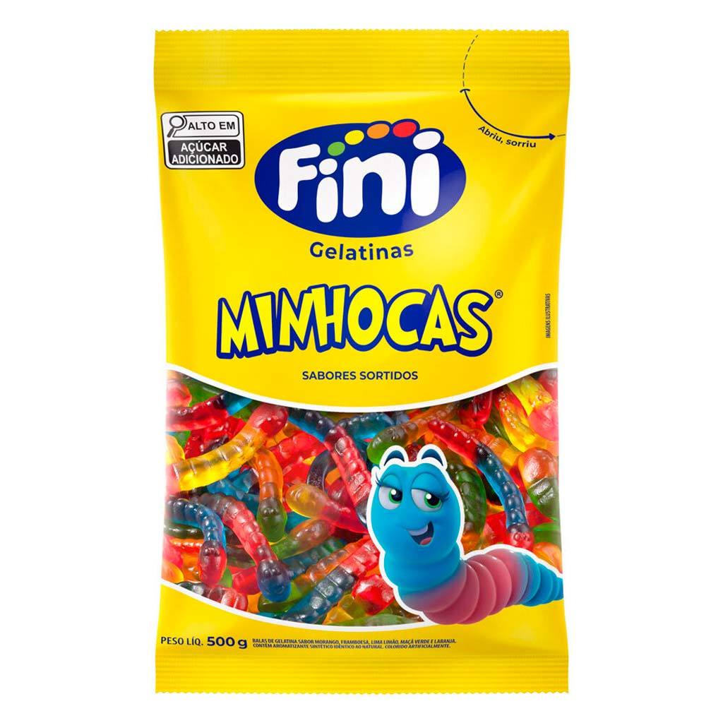 Bala de Gelatina Minhocas Brilho 500g - Fini