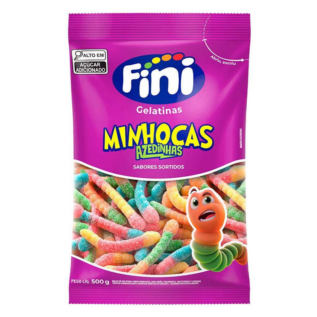 Bala de Gelatina Minhocas Azedinhas 500g - Fini
