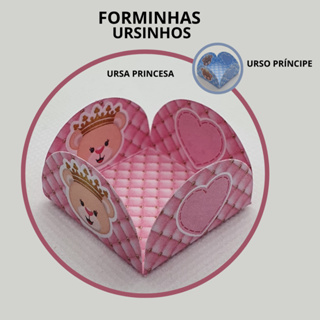 FORMINHAS URSA PRINCESA/URSO PRINCIPE - CHÁ REVELAÇÃO CORES LISAS CANDYZINHA - BASE 3x3 cm em Oferta na Shopee