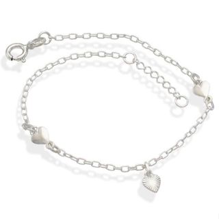 Pulseira Feminina de Prata 925 Coração Liso e Diamantado pendente em Oferta na Shopee