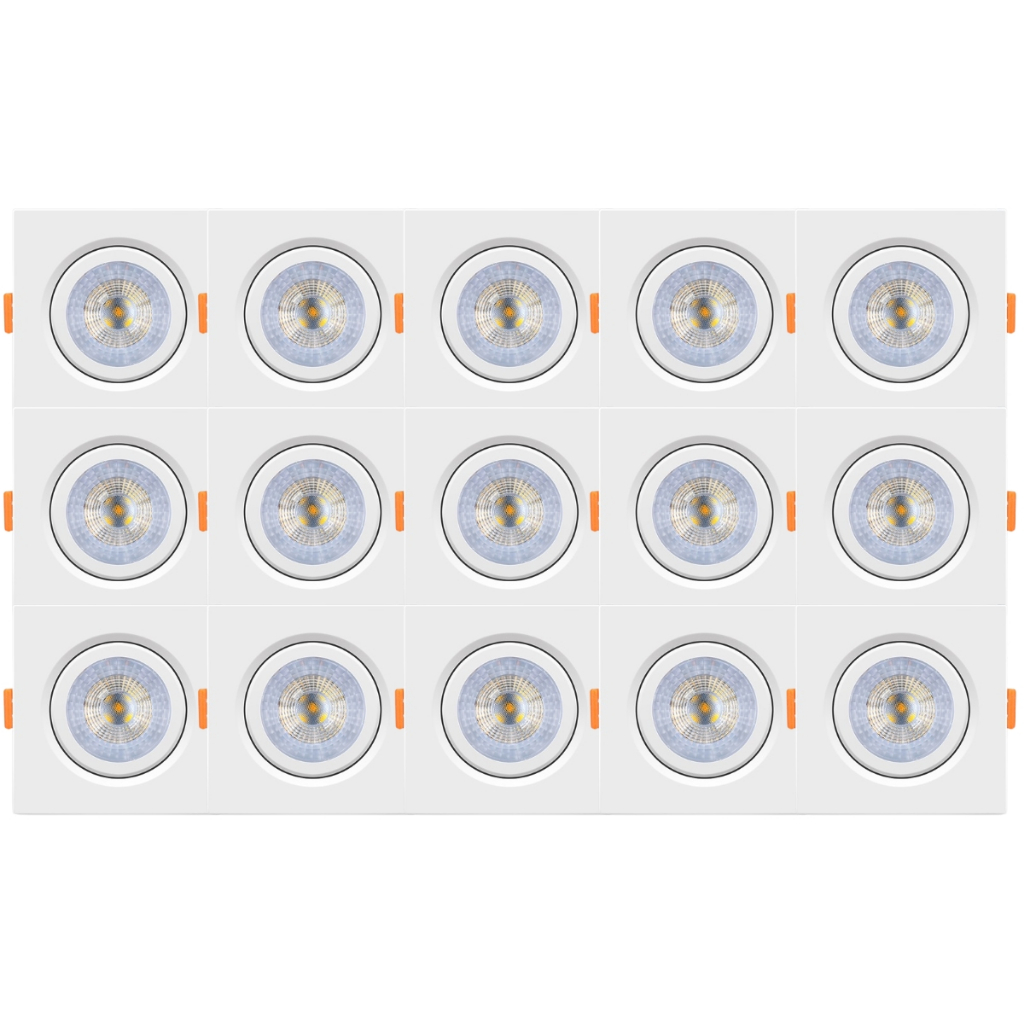 Kit 15 Spot Cob Direcionável Quadrado 5w Bivolt Teto - Elgin