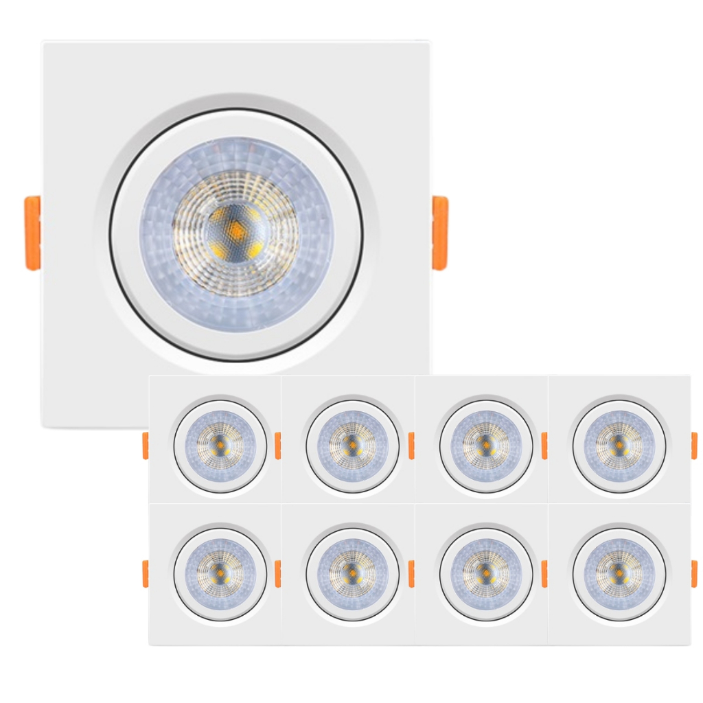 Kit 9 Spot Cob Direcionável Quadrado 5w Bivolt Teto - Elgin