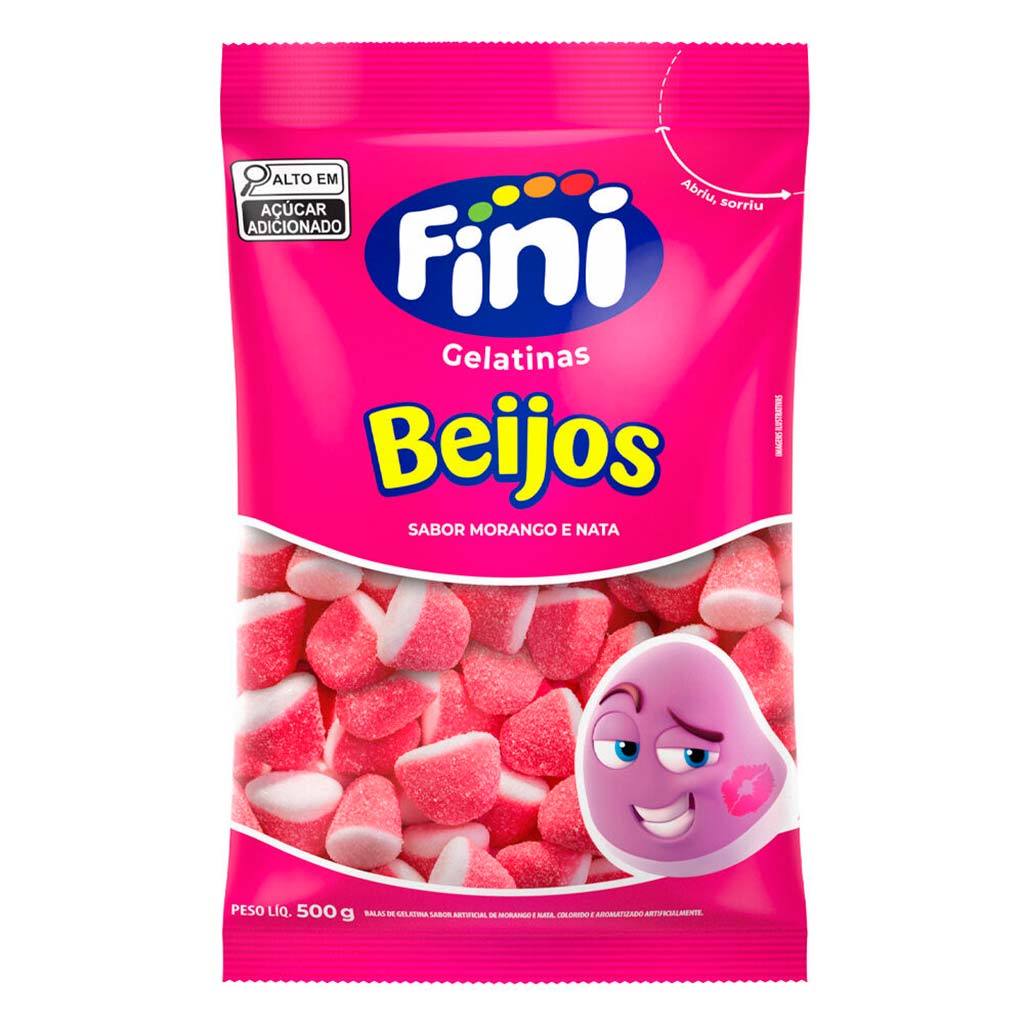 Bala de Gelatina Beijos de Morango 500g - Fini