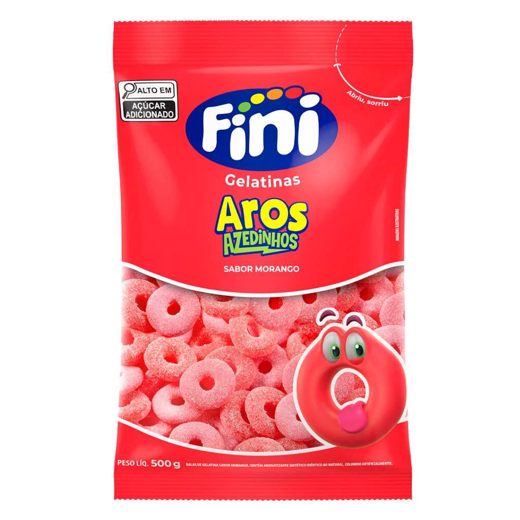 Bala de Gelatina Aros de Morango 500g - Fini