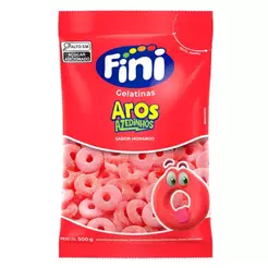 Bala de Gelatina Aros de Morango 500g - Fini