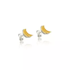 Brinco Feminino de Prata 925 Bananinhas Resinada