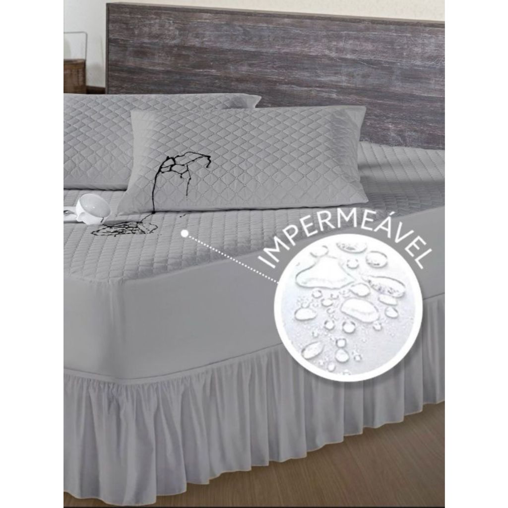Kit Protetor Colchão King Impermeável + Saia Box Matelado