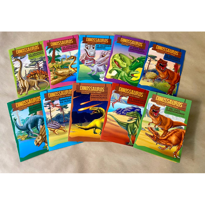 Kit 10 livros Dinossauros - Os gigantes da terra em Oferta na Shopee