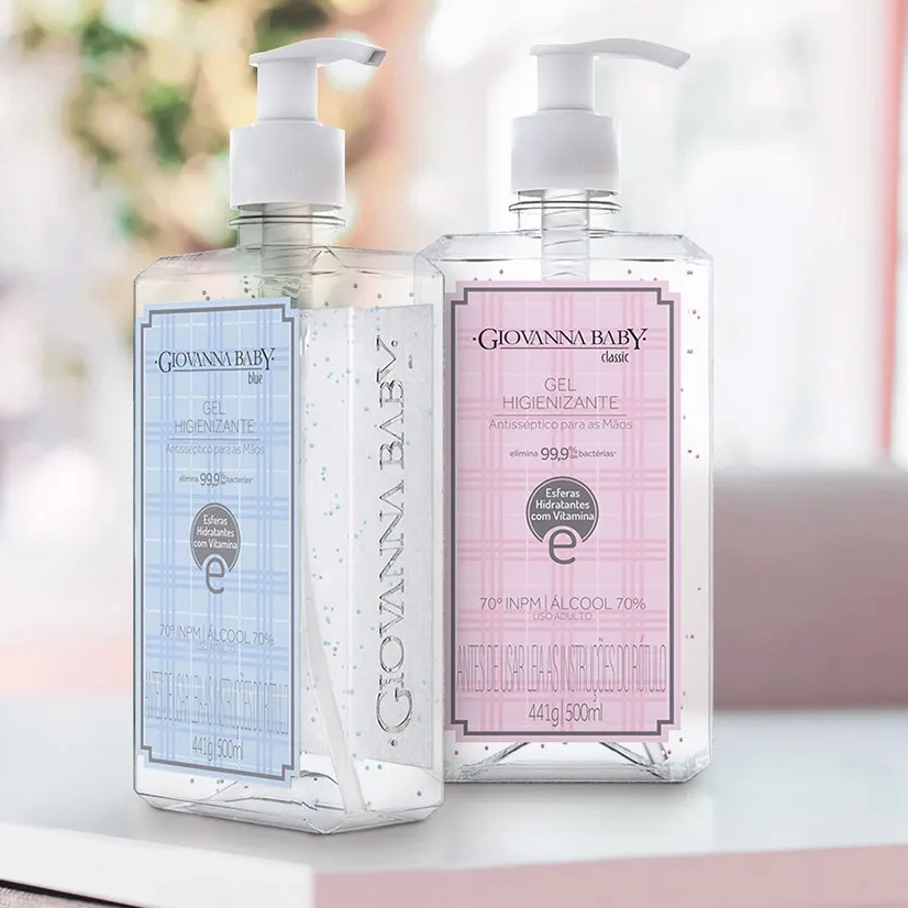Álcool Gel Higienizante Giovanna Baby Blue ou Classic 500ML em Oferta na Shopee