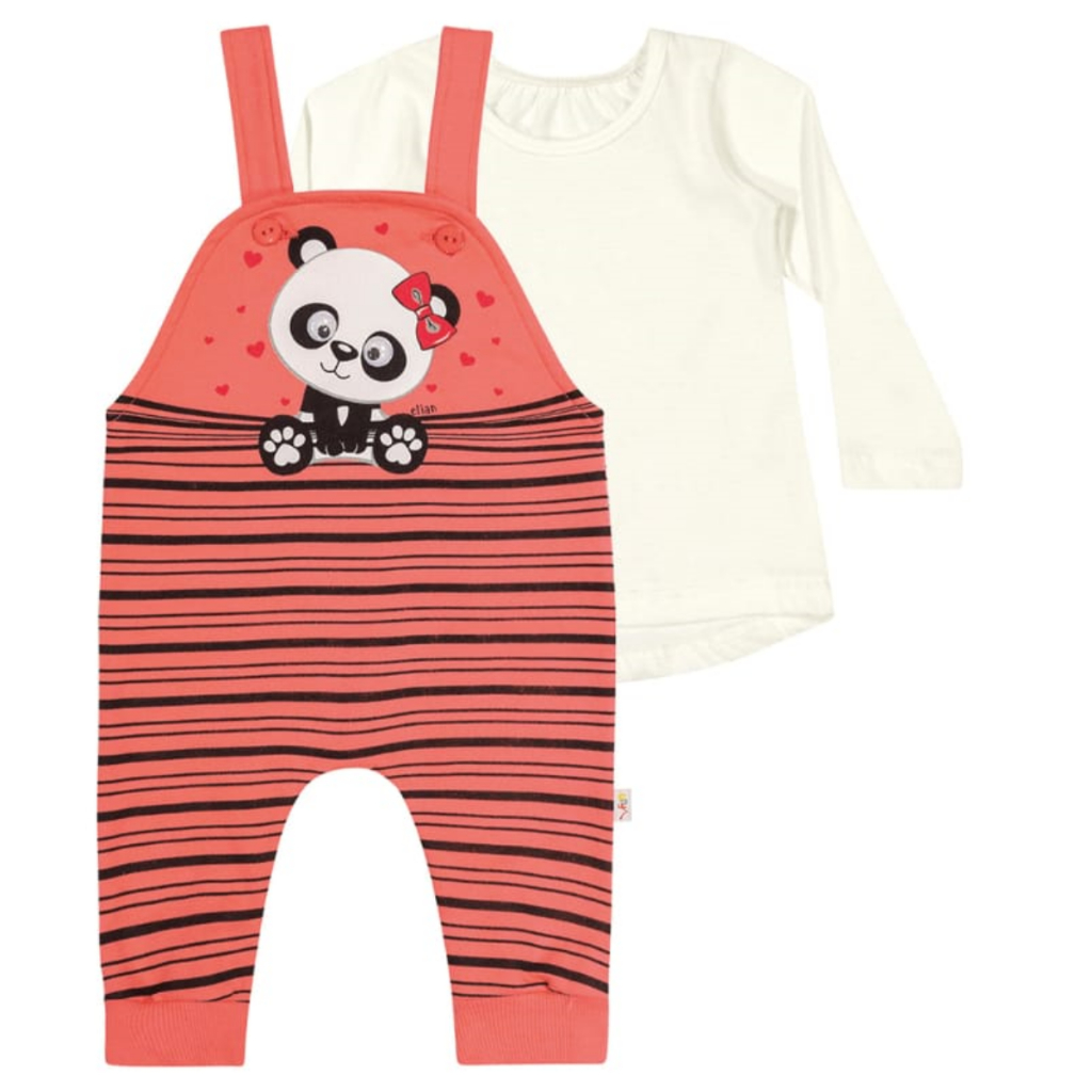 CONJUNTO MACAÇÃO SARUEL EM MOLETOM COM BLUSA EM ALGODÃO ELIAN MENINA TAM 2