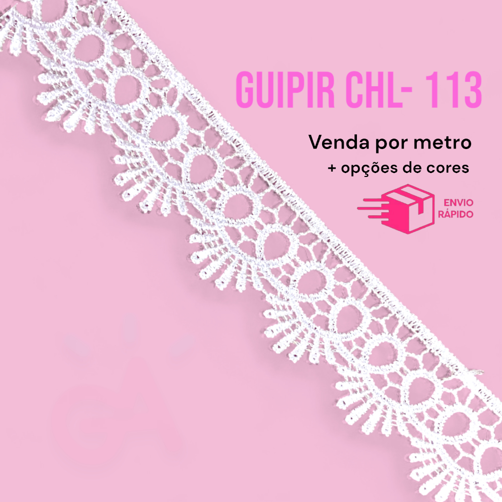 Renda de Guipír CHL-113- 2,5 cm -  Por Metro em Oferta na Shopee