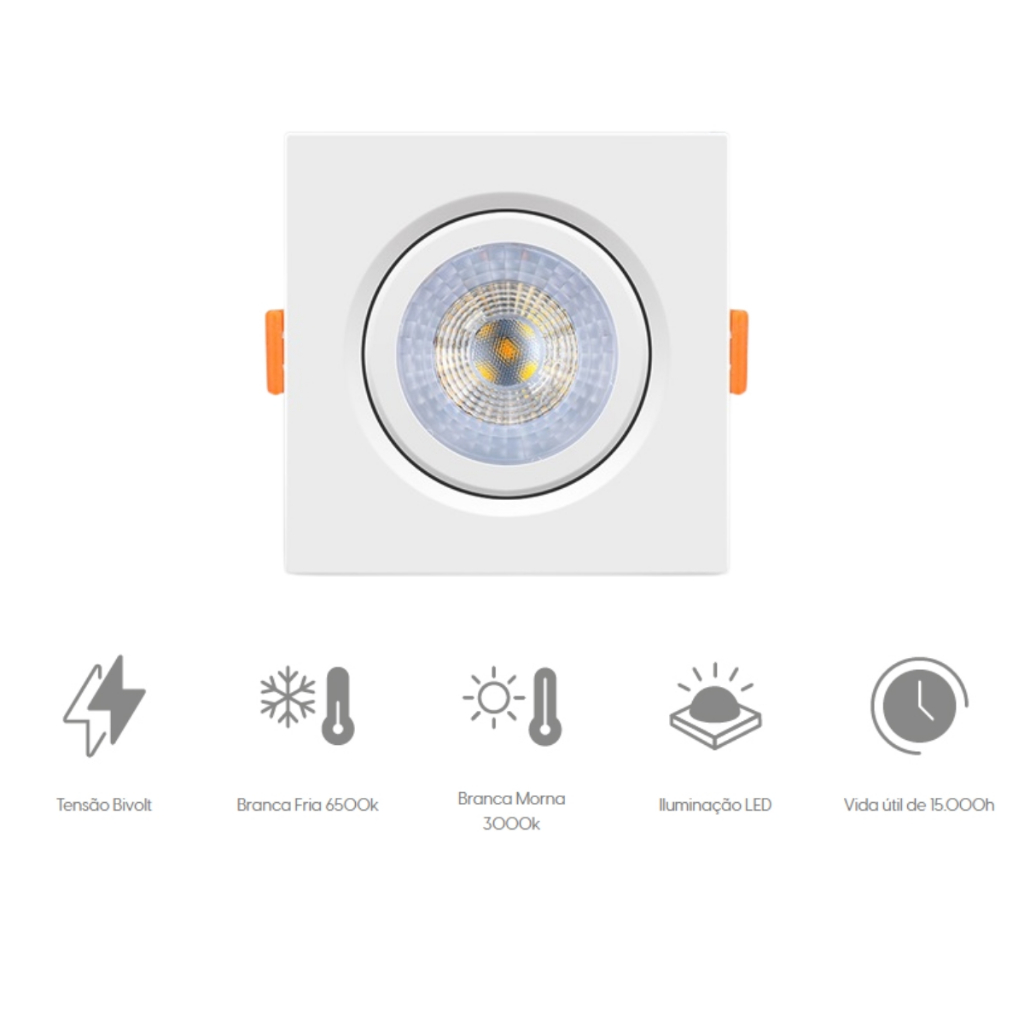 Kit 9 Spot Cob Direcionável Quadrado 5w Bivolt Teto - Elgin — imagem 2 de 2