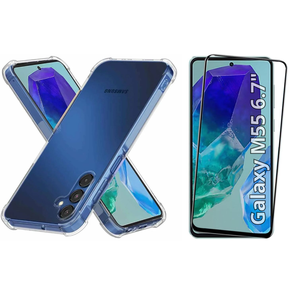 Capa Capinha Case e Película de Vidro 3D para Samsung Galaxy M55 6.7"