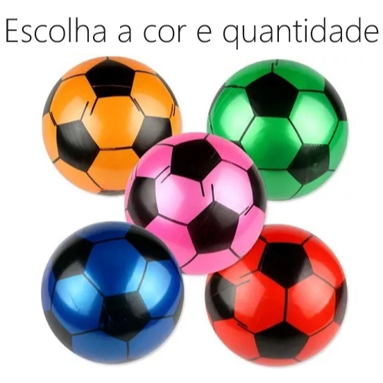 6 Bola Estilo Futebol Vinil Colorida Dente De Leite (Escolha A Cor) Praia, Festa e Decoração C/ Inmetro