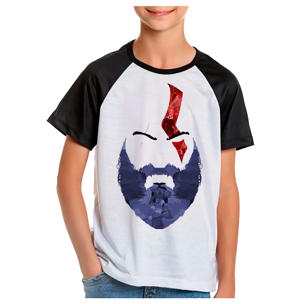 Camiseta Raglan God Of War GOW Kratos Game Clássico Gamer Adulto Infantil