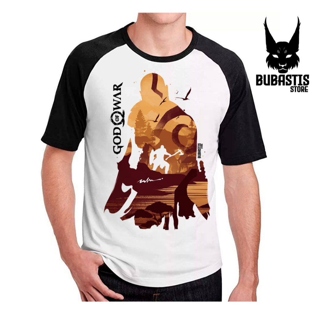 Camiseta Raglan God of War GOW 2 Kratos Game Clássico Gamer Adulto Infantil
