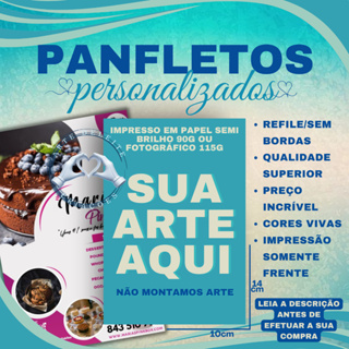 Panfletos Personalizados 10x14 - Papel SemiBrilho 90g ou Fotográfico 115g - Sem bordas - Panfleto Impresso em Oferta na Shopee