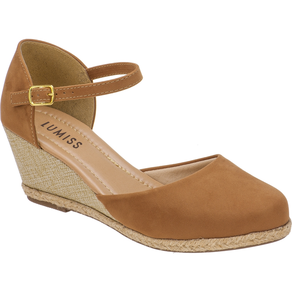 Sandalia Feminina Lumiss Anabela Corda Espadrille Salto Medio Confort Caramelo em Oferta na Shopee