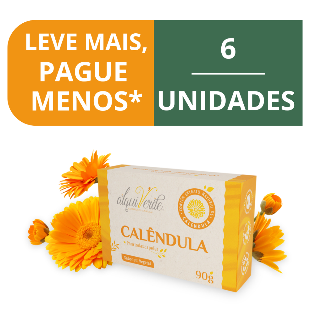 KIT 6 Sabonete em Barra de Calêndula 90g Alquiverde | Com 6 Unidades de 90g cada Leve Mais Por Menos