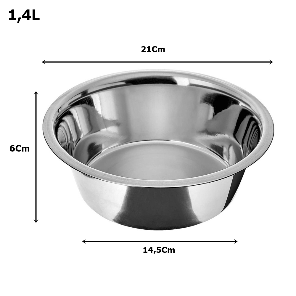 Tigela Inox Para Cães Porte Grande Pet Comedouro 1,4l Chalesco — imagem 2 de 2
