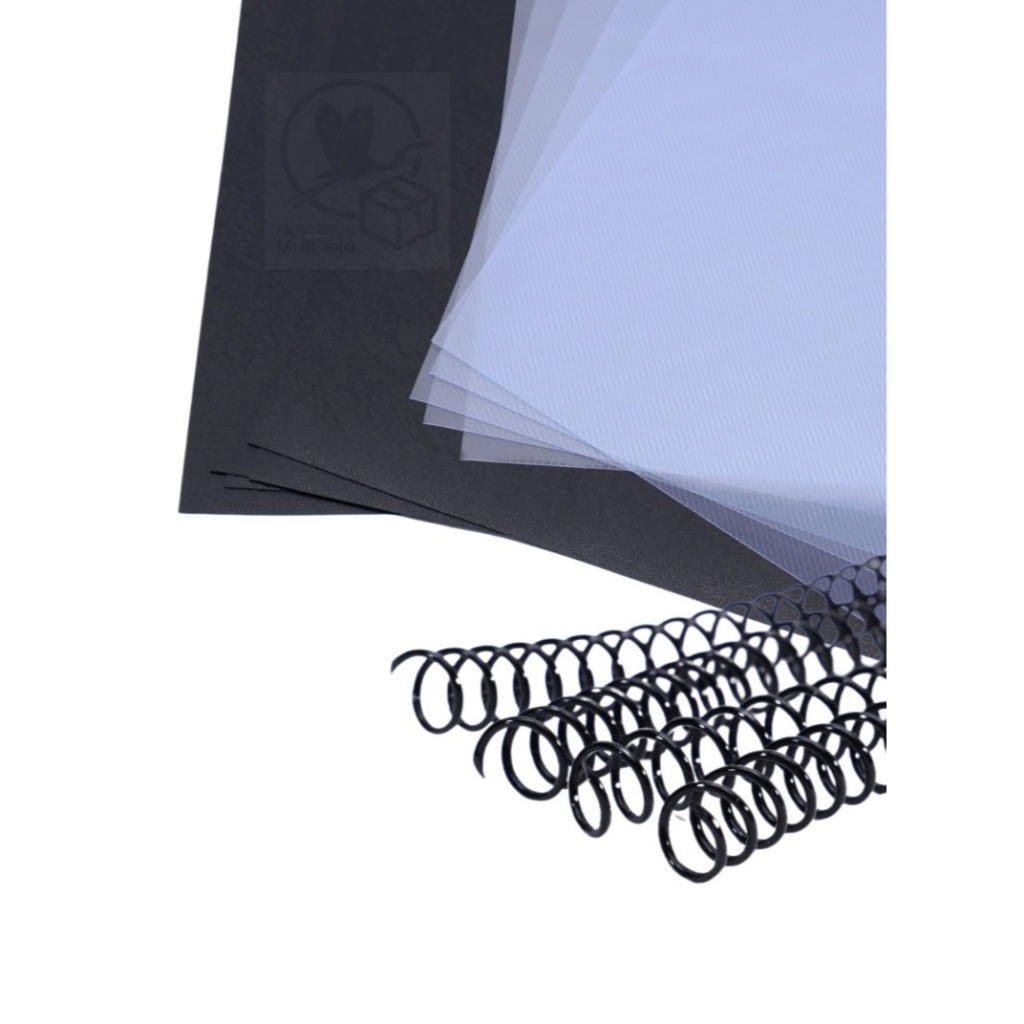 Kit 100 Capas A4 Line/preta + 100 Espirais 12mm Encadernação Apostila Bloco