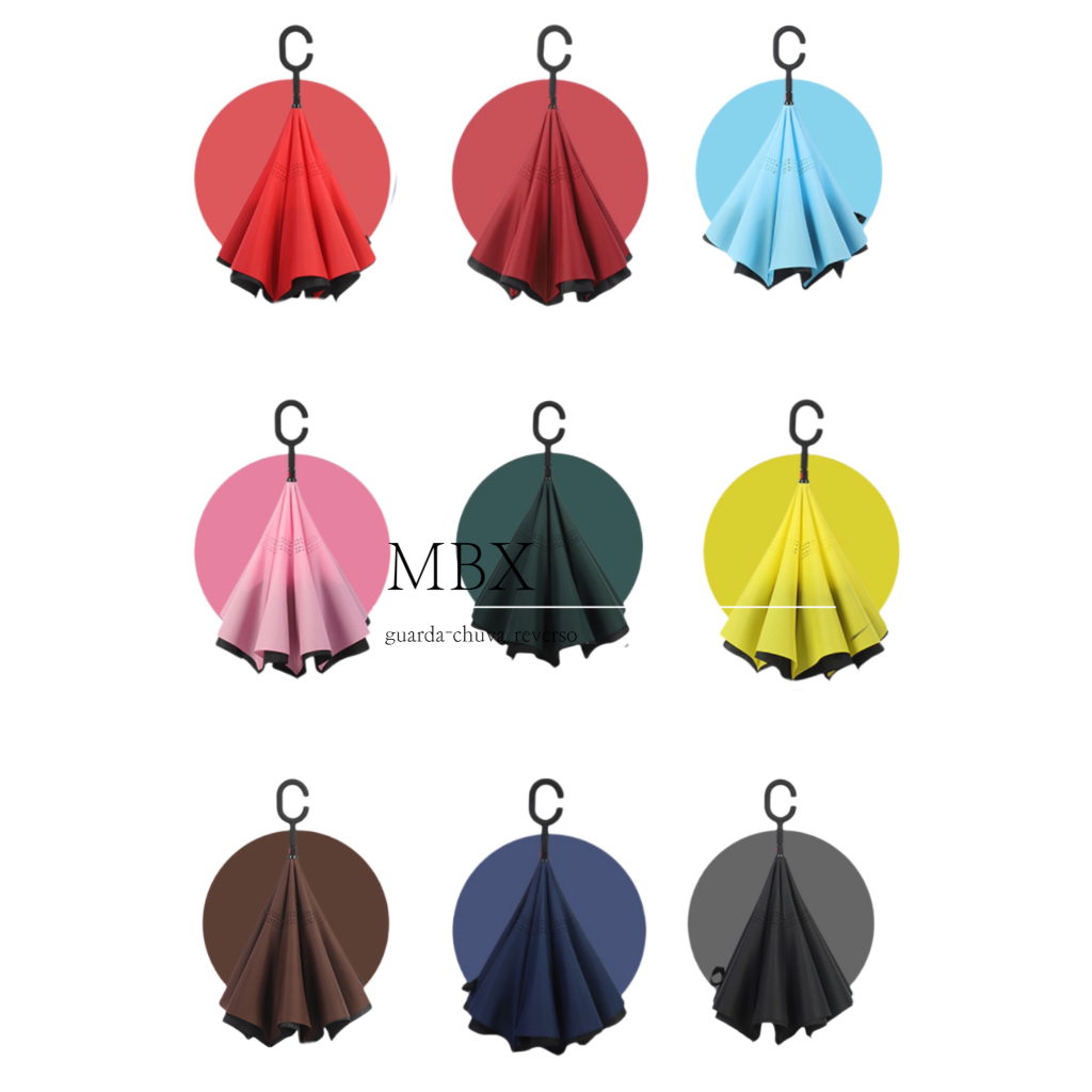 Guarda Chuva Invertido Grande Corta Vento Resistente Reforçado Tecido Duplo Para Carros