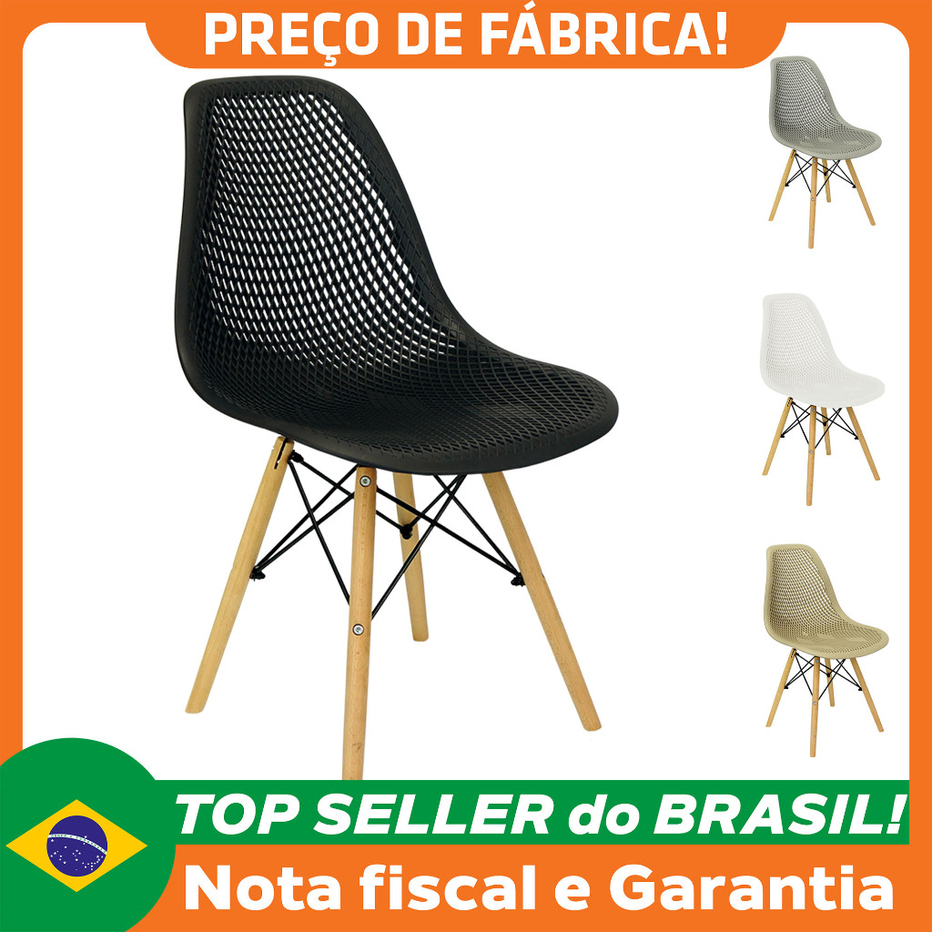 Cadeira Colmeia Furadinha Heloisa Maglia Eloá Charles Eames Eiffel Base Madeira