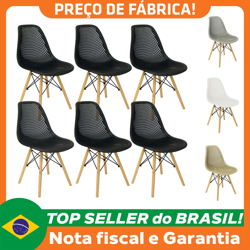 Cadeiras Colmeia Furadinha Heloisa Maglia Eloá Charles Eames Eiffel Base Madeira