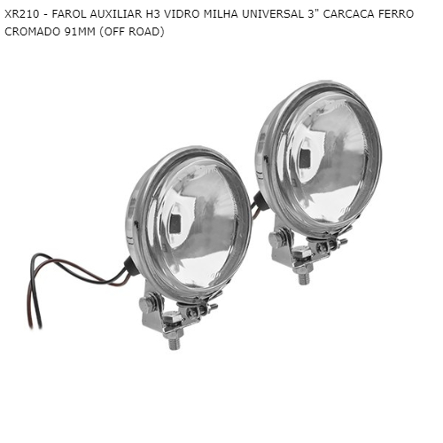FAROL AUXILIAR H3 VIDRO MILHA UNIVERSAL 3" CARCACA FERRO CROMADO 91MM (OFF ROAD)