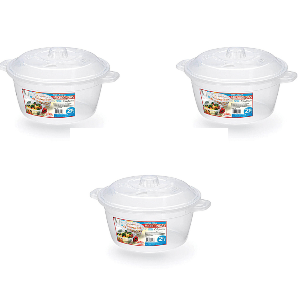KIT com 3 Panelas Para Micro-ondas Elegance 2,6 L - Home & Living
