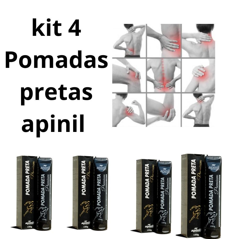 kit 4 Pomadas Preta Apinil Recuperação Rápida e Eficaz para Inflamações Musculares em Oferta na Shopee