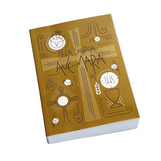 Bíblia Católica Sagrada Ave-Maria Capa Simbolos Cristão Crucifixo Jesus Pão Vinho Vela Cruz Livro em Oferta na Shopee