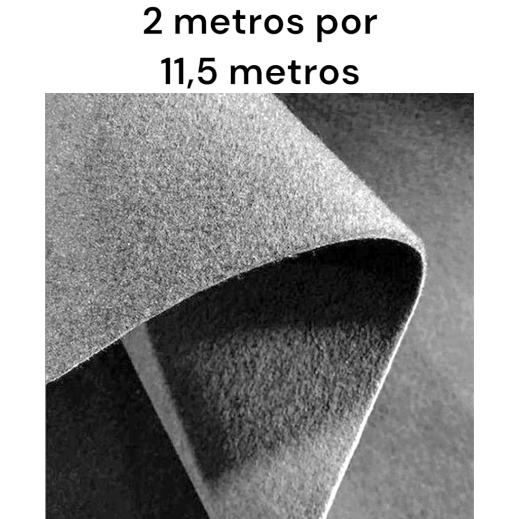Carpete Grafite 2 metros por 11,5 metros Cinza Forração Carro Piso Chão Quarto Sala Corredor Festa