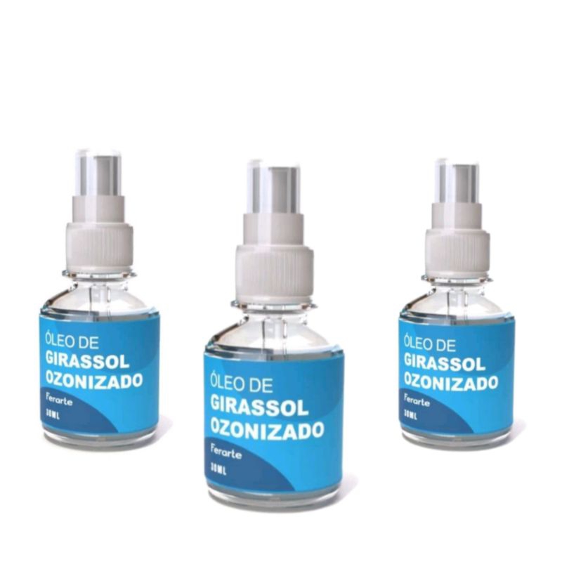 Óleo de girassol ozonizado 30 ML 3 unidades cicatrizante, hidratante, celulite, manchas uso pet