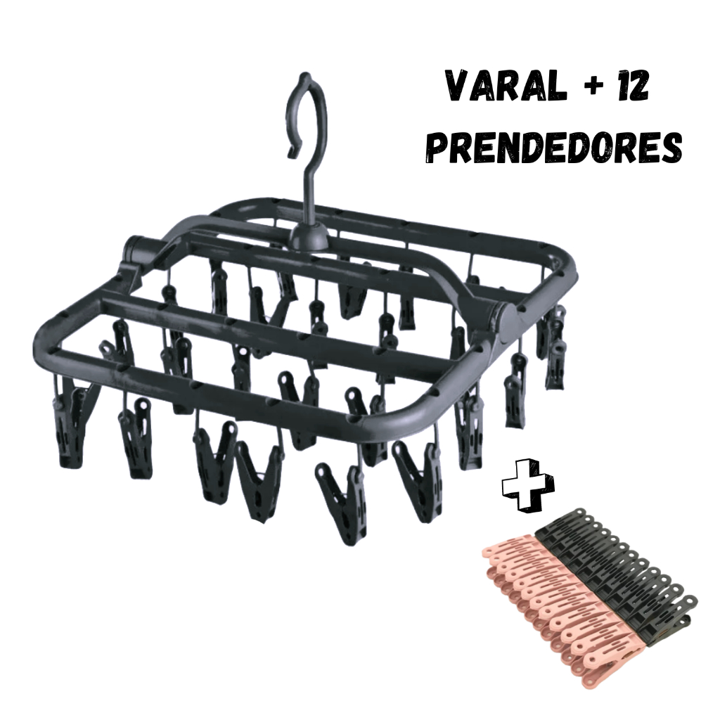 Varal 26 Prendedores Roupas Íntimas + 12 Prendedores Varal de teto Calcinha Meia Cueca Dobrável