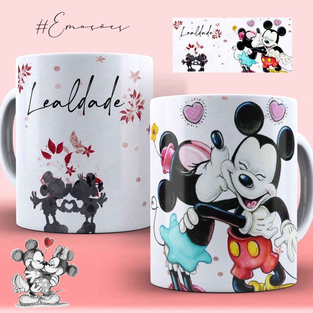 Caneca Mickey e Minnie personalizada motivação Lealdade