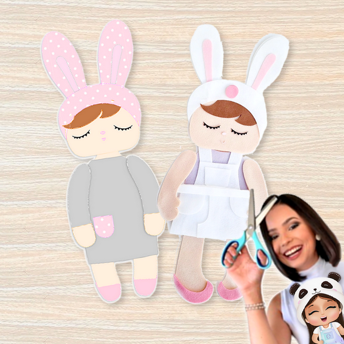 RECORTE METOO DOLL ANGELA E METOO COELHA 46CM - MOLDES MONIQUE RANGEL DIY FAÇA VOCÊ MESMO
