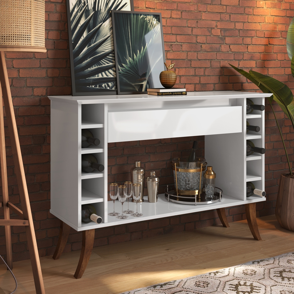 Aparador Balcão com Gaveta E 10 Adegas Pés Em Madeira Maciça 108cm Elegance em Oferta na Shopee