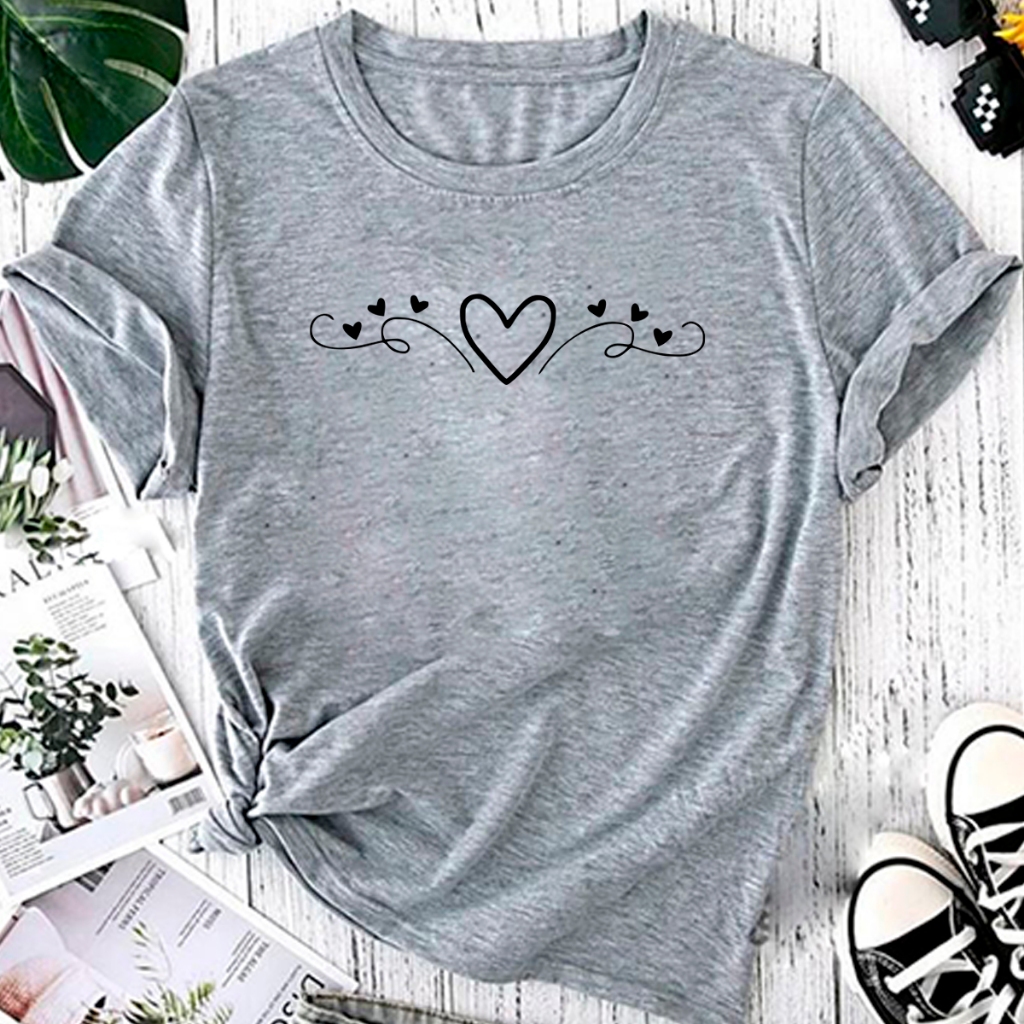 T-shirt Blusa Linda Coração Fofo Design Tumblr Camiseta Feminina Camisa em Oferta na Shopee